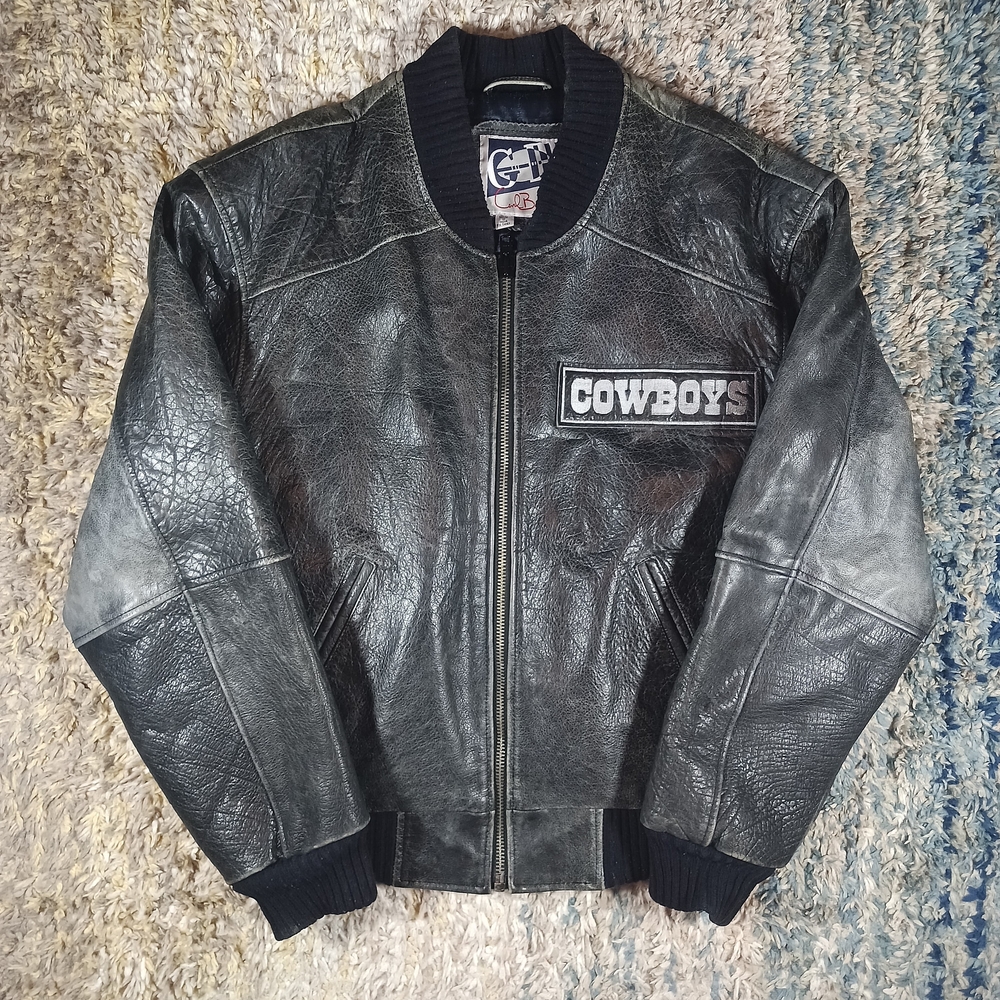 Vintage G-III Carl Banks Dallas Cowboys NFL Leather Jacket Faded